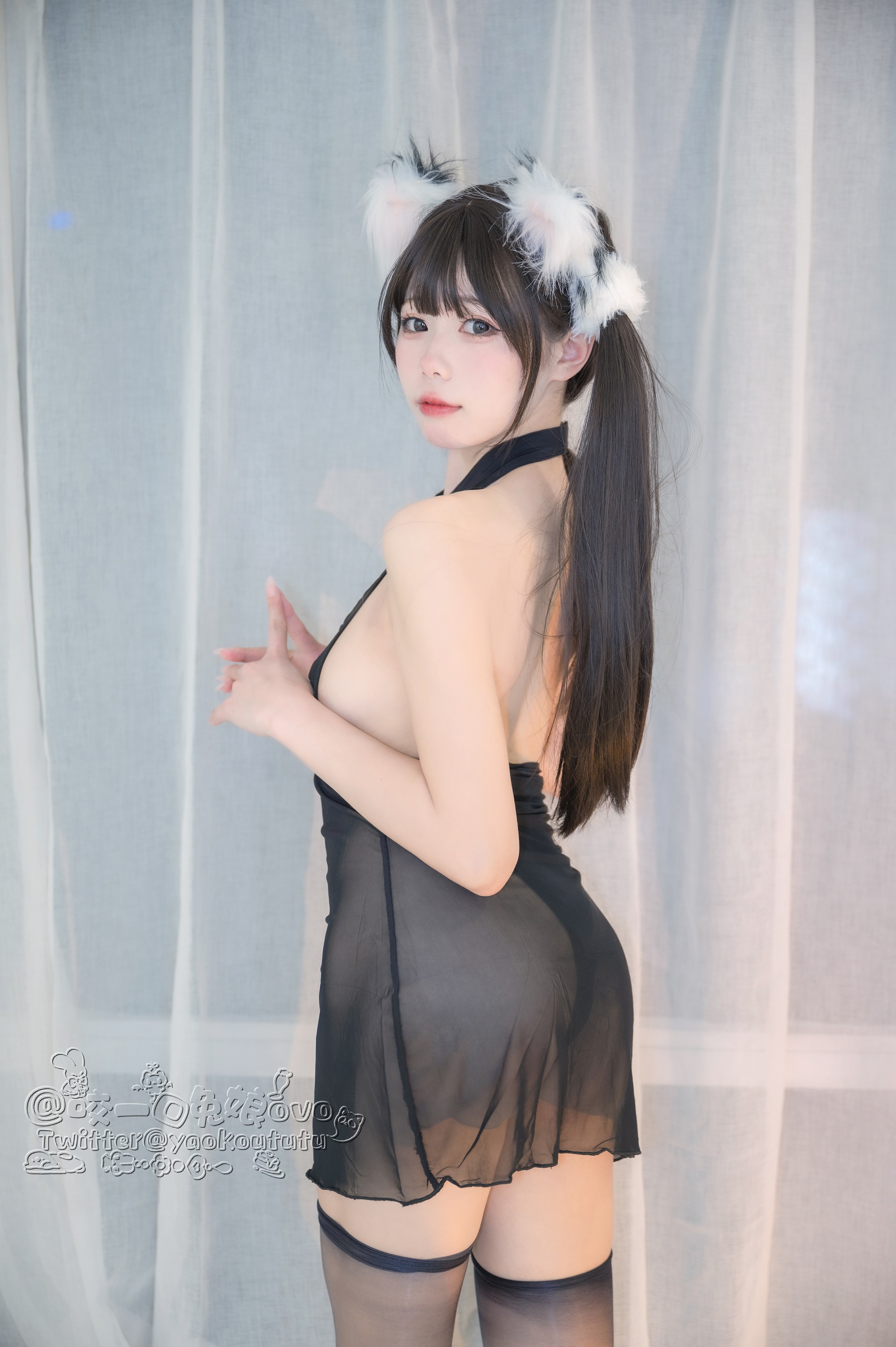 咬一口兔娘 - NO.009 (黏黏团子兔) 黑白配 [51P]-XikXak